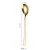 Cuchara de acero inoxidable 304, cuchara mezcladora de mango largo, cuchara de postre, café, chapada en titanio, cuchara de estilo coreano, vajilla de acero inoxidable, logotipo gratuito