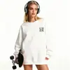 Moletom de Algodão Pesado para Casais, Corte Amplo, Gola Redonda, Pulôver sem Capuz, Versátil, Quente, Blusa Estampada para Outono e Inverno