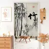 Cortina de Puerta de Tela Estilo Chino Ciruelo, Orquídea, Bambú y Crisantemo Cortina Media Divisoria para Dormitorio del Hogar Cortina Protectora para Cocina Baño Cortina de Puerta Estampada