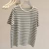 Playera de Punto Fino Fresca, Transpirable, Suave y Cómoda para Mujer, Top Básico Versátil de Rayas Frescas, Verano 2025
