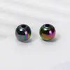 Cor Sólida Galvanizado Cor AB Acrílico Furo Reto Contas Redondas Contas Soltas DIY Acessórios para Joias Pulseira Corrente de Celular Materiais para Miçangas