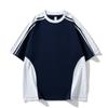 Camiseta Listrada Estilo Americano de Manga Curta para Homens e Mulheres, Top Resistente Estilo Americano Verão 2026, Caimento Solto, Manga Meia-Manga Tendência