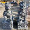 Un Par de Esculturas de Qilin Talladas en Piedra Azul, Decoraciones para Puertas de Villas y Salones Ancestrales, Fabricante de Esculturas de Animales de Piedra para Paisajismo de Patios Exteriores