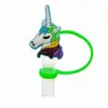 Cubierta de Popote de Silicona de Unicornio de Dibujos Animados Forma de Caballo Pequeño Compatible con Botella de Agua Stanley Tapa de Popote a Prueba de Polvo y Manchas