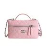 Bolsa Caja de Maquillaje Vintage, Bolsa Pequeña con Acabado Texturizado, Cadena Acolchada Estilo Chanel, Bolso de Hombro y Cruzado de Lujo Ligero para Mujer