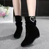 Botas Altas para Mujer, Botas de Montar Petite, Nuevo Estilo 2025, Suela Plana, Botas de Cuero Forradas de Lana, Debajo de la Rodilla, con Aumento Oculto de Altura, Botas de Montar a Media Pantorrilla