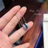 Set de Joyería de Diamante Cuadrado de Zirconia con Piedras Preciosas Rojas y Azules Cielo Estrellado, Pulsera, Collar, Anillo, con un Toque de Lujo Ligero y de Alta Gama