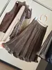 Falda midi de terciopelo con volantes de moda estilo coreano para mujer, nueva colección de otoño, de cintura alta, adelgazante, falda plisada versátil de línea A