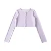 Desejo Puro Primavera Novo Conjunto de Três Peças Dopamina: Cardigã Curto de Gola Redonda de Botão Único + Camiseta de Alça Fina com Decote em U + Shorts de Cintura Alta