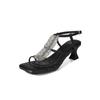 Sandalias Blancas Elegantes que Muestran el Pie, Elegantes Sandalias de Tira en T con Tacón Alto, Estilo Dama de Primavera, Zapatos para Mujer con Tacón Kitten y Punta Cuadrada