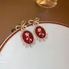 Pendientes Vintage de Segunda Mano Aguja de Plata Plisado Corazón Rojo Pendientes de Metal Pendientes Personalizados Retro Fabricante Venta al por Mayor