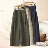 Pantalones Caqui de Pierna Ancha para Mujer 2026 Primavera y Otoño Nuevos Pantalones Largos Casuales Cintura Alta Versión Estrecha Pierna Recta Curva Pantalones de Traje