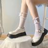 Meias japonesas Lolita, meias de renda, meias femininas finas de verão, com laço na altura da panturrilha, meias brancas, modeladoras da moda