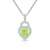 Collar con Colgante de Candado de Corazón Cortado Flor de Hielo de Piedra Preciosa Colorida Más Vendido en Transmisión en Vivo, Diamante de Alto Carbono Súper Brillante, Colgante con Cierre de Seguridad en Forma de Corazón Electrochapado en Oro Real