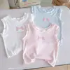 Colete Doce para Bebê Menina 25 Novo Estilo de Verão Macio e Fino Camiseta Sem Mangas Meninas Cor Doce Moda Tops Tendência 3