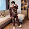 Outono/Inverno 2026 De Rong Quente Conjunto de Pijama Infantil Meninos Roupa de Casa Pai-Filho Estilo Pulôver Solto Conjunto Espessado