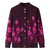 Jaqueta Cardigan de Malha Outonal para Mulheres de Meia-idade e Idosas, Roupa para Mãe, Sogra, Com Veludo Extra, Suéter Espessado, Blusa Estilo Primavera e Outono para Mãe