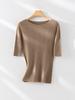 ¡Baisho de alta gama! Seamless 18 agujas 48 100. Suéter de lana con cuello ondulado para mujer, camisa base delgada
