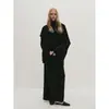 Vestido de Encaje con Cordones de Cuello Alto y Mangas Largas Rongmei 2026 Otoño e Invierno Nuevo Nórdico Vkc Minimalista Elegante Vestido Largo de Punto