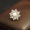 Broche Pequeno Exquisito de Nicho Banhado a Ouro com Zircônias Micro-Cravadas em Formato de Flor, Simples e Versátil, Fivela Fixa, Broche Anti-Exposição para Mulheres
