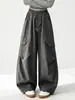 Calça cargo larga e estilosa de estilo coreano com bolsos tridimensionais para meninas, calça comprida de corte solto, calça longa casual versátil para primavera e outono