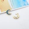 Pendientes colgantes de aleación con forma de gota de aceite, diamantes, sol, luna, estrella de mar y globo, hechos a mano.