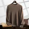 Suéter de cachemira de montaña, otoño e invierno 2024, nuevo jersey de base plana para hombre, suéter informal de negocios de mediana edad, color sólido, cálido.
