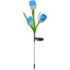 3 faroles de piso solares de simulación de tulipán, luces decorativas de ambiente para patio exterior, césped de jardín