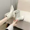Botas de mujer de moda estilo coreano para otoño e invierno 2026, diseño nuevo, elegante y simple, tacón medio con cremallera trasera