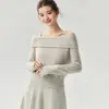 75% caxemira, 25% seda de amoreira, top de tricô de um ombro só, suéter curto elegante e estiloso para mulheres com cintura ajustada e efeito emagrecedor
