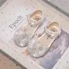 Sandalias de Princesa para Niñas Zapatos de Cristal 2026 Verano Nuevas Sandalias Infantiles de Suela Suave de Punta Cerrada para Niñas con Lazo
