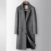 Casaco Masculino Outono Inverno Lapela Acima do Joelho Longo Forro Destacável de Penugem de Ganso Branco Jaqueta de Lã Tendência para Meia-Idade e Jovens
