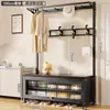 Cabideiro de Chão para Hall de Entrada e Quarto, Banco para Trocar Sapatos, Sapateira Simples Moderna, Cabide de Roupa Integrado, Varal Simples