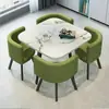 Mesa de jantar moderna e simples para apartamentos pequenos, mesa e cadeiras de jantar para casa, combinação para discussões, mesa redonda de sala de estar com cadeiras de jantar totalmente retráteis