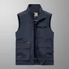 Chaleco Fino de Primavera y Otoño para Hombres Jóvenes y de Edad Media, Ropa de Trabajo con Múltiples Bolsillos, Secado Rápido, Holgado, Talla Grande
