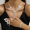 Traje de joyería moda borla de diamantes completos traje de joyería de cinco piezas collar aretes pulsera anillo elástico