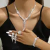 Moda Transfronteriza Al por Mayor Borla de Diamantes Completos Joyería de Temperamento Joyería de Novia Set de Collares Amazon Lujo Simple Alto