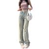 Jeans Rectos Retro Estilo Americano para Mujer Primavera y Otoño Moda Cintura Alta Sueltos Pierna Ancha Pantalones de Moda Combinables