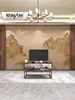 Papel de Parede Paisagem Estilo Chinês Novo 2024 para Parede de Fundo de TV, Tecido de Parede Mídia para Sofá de Sala de Estar de Luxo Leve, Mural de Paisagem Montanhosa