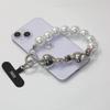 Cadena para teléfono móvil con perlas de estilo coreano para mujer, colgante con cuentas mixtas, cordón corto para teléfono móvil, correa de muñeca resistente a caídas