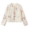 Top Jacquard Estilo Chinês de Outono Novo Colete Retro Bordado Floral com Lantejoulas Pesadas Chinesas + Jaqueta Curta N9028