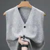 Chaleco Otoñal de Moda para Hombre, Cárdigan para Hombre de Mediana Edad, Chaleco de Punto Cálido sin Mangas