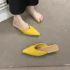 Mules de Gamuza con Punta Aguda y Tacón de Cuña Chuyuji para Mujer, Sandalias de Verano para Exteriores de Bajo Tacón Estilo Europeo y Americano