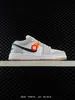 Air Aj1 Jordan 1 Low Verde Isla Caña Baja Bordado de Alas Zapatos Deportivos Casuales de Baloncesto para Hombre y Mujer