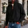 Comercio exterior transfronterizo europeo y americano otoño e invierno para hombre cuello alto media cremallera sudadera textura polar casual camisa polo de manga larga