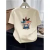 Camiseta de Manga Corta de Algodón Puro Cepillado Estilo Nuevo 2026 para Mujer, Moderna y Versátil, Rejuvenecedora y Adelgazante, Top Gris Oscuro para Verano