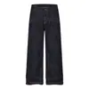 Jeans originales para hombre, marca de moda de calle, confección resistente, diseño deconstruido, costuras de contraste, pantalones rectos de pierna ancha holgados