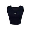 Colete Camisola Primavera e Verão Novo Padrão de Logo Bordado Slim-fit Sem Mangas Peça de Sobrepor Camisola Cor Sólida Colete Casual para Mulheres