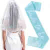 Set de Dos Piezas con Tirantes para Hombro de Velo de Novia Transfronterizo Bordado Novia por Ser Esencial de Boda Accesorios para Despedida de Soltera