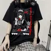Camiseta Feminina Europeia e Americana 2023 Top Escuro Manga Curta Gótico Mulher Má Gola Redonda